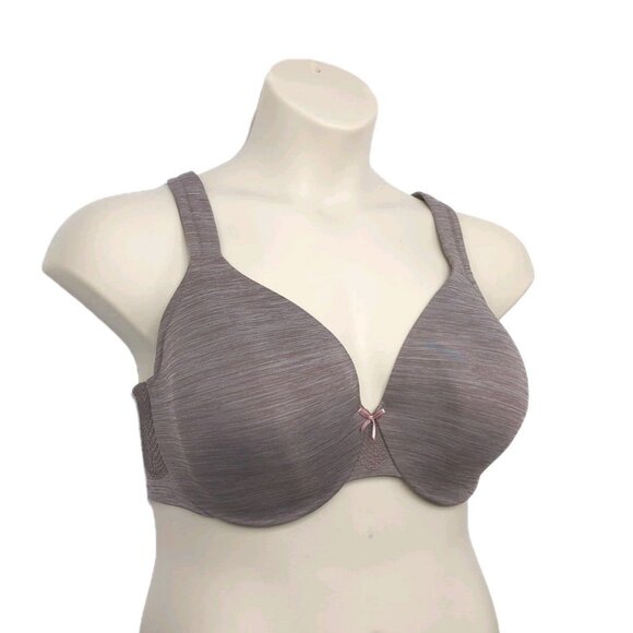 Lane Bryant Cacique Bra Lightly Lined Full Coverage U/W Size 44C Taupe Lace Trim - Picture 3 of 10